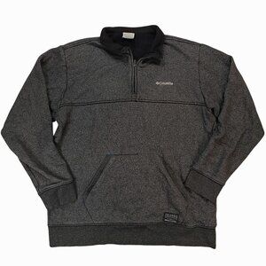 Columbia Mens Heathered Gray 1/4 Zip Pullover Sweatshirt With Kangaroo Pocket L
